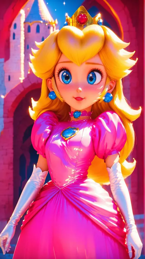 score_9,score_8_up,score_7_up,score_6_up,score_5_up,score_4_up BREAK source_anime,<lora:Princess_Peach_Shiny_Style-000009:1>,1girl,standing,blush,princess peach,shiny skin,blonde hair,skinny,blue eyes,crown,gloves,choker,outdoors,castle,bloom,pink dress,pose,