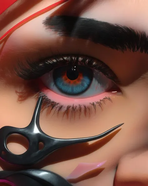 close-up of an eye, a woman with a mask on her face , cyb-3d-art<lora:cyb-3d-art_sdxl:1.0>