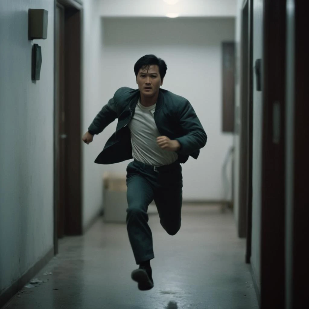 cinematic film still of <lora:Hong Kong action cinema style:1>
<lora:Kodak Motion Picture Film Style v4:0.3>
In the 1980's In Hong Kong China a man running through a hallway from and explosion with a ,short hair,shirt,black hair,1boy,jacket,closed eyes,male focus,pants,indoors,blurry,hug,walking,running,dog,door,hallway,Asian,cinematic,action-themed,violence,aim,aiming,pointing,Kodak,Film style,movie style,film grain,film contrast,action packed,serious,stunt,Hong Kong action cinema style,Asian,cinematic,action-themed,violence,aim,aiming,pointing,Kodak,Film style,movie style,film grain,film contrast,action packed,serious,stunt,Hong Kong action cinema style, shallow depth of field, vignette, highly detailed, high budget, bokeh, cinemascope, moody, epic, gorgeous, film grain, grainy