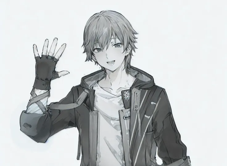 1boy, (laughing), anime, cartoon, sketch, monochrome, masterpiece, best quality, <lora:sketchQuickDrawLora_v10:0.6> , <lora:animeLineartMangaLike_v30MangaLike:0.6>