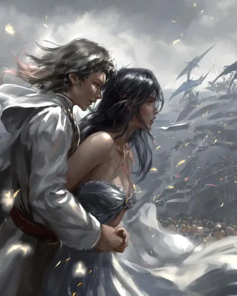 dal, nsfw, (realistic:1.3), (best quality, masterpiece, intricate detail:1.2), , 2girls, 3boys, cain_highwind, cecil_harvey, edward_geraldine, fahrenheit, final_fantasy, final_fantasy_iv, multiple_boys, multiple_girls, older, rosa_farrell, rydia_(ff4), translated,