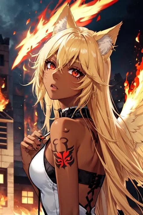 1girl, solo, brown eyes, blonde hair, detailed hair, detailed face, detailed eyes, official art, NagiDark ThisisNotFine
