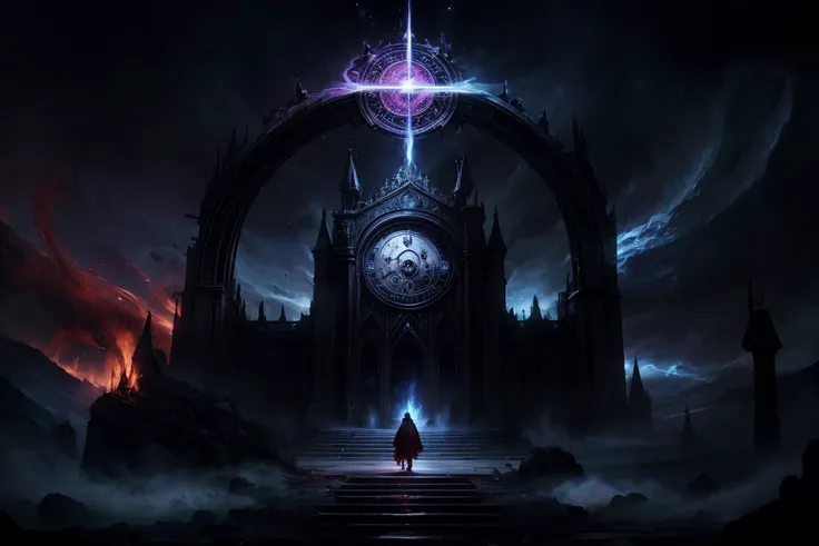 (masterpiece best-quality) aesthetic-illustration game-cg-cinematic abstract-and-colorful-paint-style <lora:add_detail:1> <lora:anime3d:0.75> <lora:3DMM_V12:0.25> 3DMM BREAK (style-swirlmagic:0.9) looking-up solo from-front front-view (full-body:0.6) detailed-background detailed-face ( <lora:ChronomancyAI:0.5> ChronomancyAI chronomancy-theme:1.1) evil-blood-sorcerer red-spellcaster-robes crimson-crown casting-spell piercing-stare red-blood-floating-in-the-air hemomancy stained-with-blood sacrificial-altar in-background cinematic-atmosphere