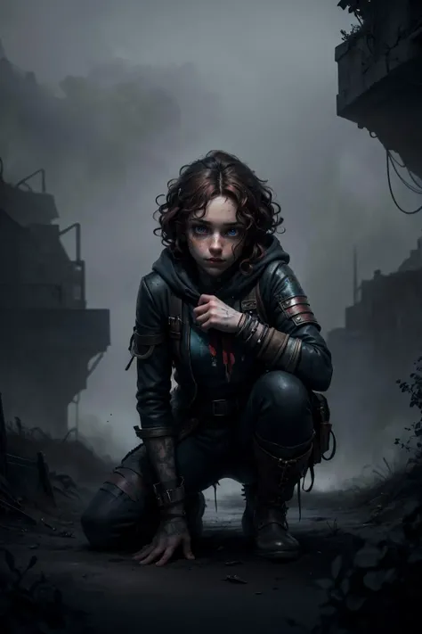 (masterpiece, best quality), photorealistic rendering, game cg cinematic, abstract and colorful paint style, <lora:add_detail_v5:1>, <lora:anime3d:0.75>, <lora:3DMM_V12:0.25>, 3DMM,
1 girl, adult (elven:0.7) woman, freckles, light blue eyes, dark red wavy hair,
looking down, solo, (full body:0.6), detailed background, detailed face, (<lora:ToxicPunkAI:0.6>, ToxicPunkAI theme:1.1), face covered by bandana, smuggler, (tattoos:0.9), thieves guild, (crouched position:0.75), dynamic pose, dark leather clothes, hood, high fantasy medieval setting, dark cave background, stealth, suspicious, shady dealings, stolen goods, secret passage, low light, shadows, dark atmosphere,