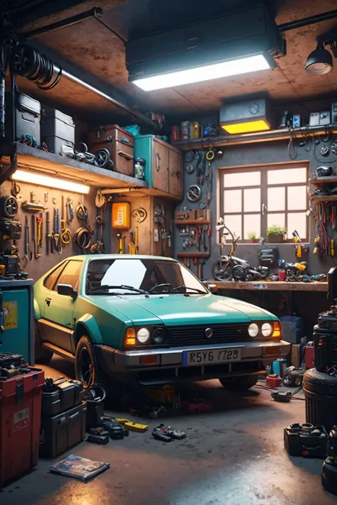 cxl-mech, cyberpunk car workshop garage
(photorealistic) (best quality) (intricate details) (cinematic lighting) (sharp focus)