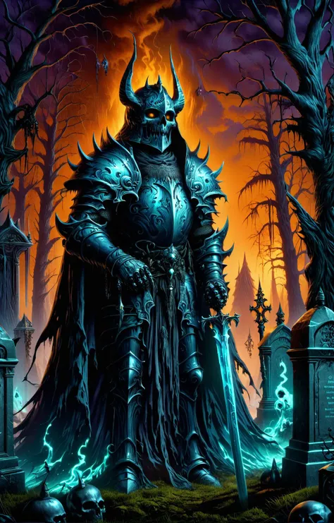 a berserk skullknight black armor and just one head in a bocage in the style of hyperdetailed colourful, an orgy of colorful, <lora:sdxl_lightning_8step_lora.safetensors:1.0>, <lora:add detail xl.safetensors:1.5>