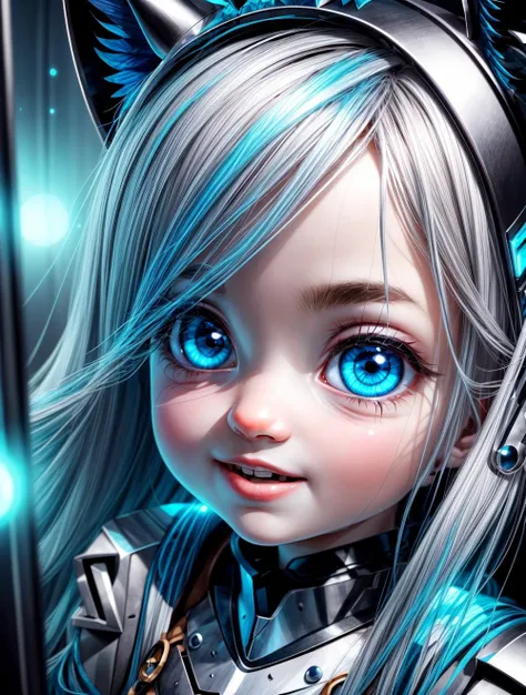 SFW, Solo:1.3,
vivid colors, cinematic hard lighting, realistic shadows, detailed textures, dynamic lighting, cgi,
cute,
a highly detailed portrait of a realistic metabot, detailed skin, detailed eyes, detailed armor, symmetrical face,
puffy face, smile, blushing, (happy:1.2), large ((blue eyes):1.1), (glowing eyes), long hair, glowing hair,
nice hands, perfect hands,
(AS-Younger:1),
<lyco:GoodHands-beta2:1.0>
<lora:add_detail:1>