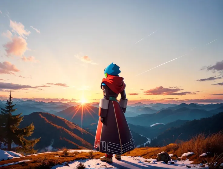SFW, Solo:1.3, ((full body):1.2),
MedabotV2, in the mountains at sunrise, windy,
nice hands, perfect hands,
<lyco:GoodHands-beta2:1.0>