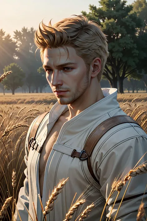 ((ultra detailed, masterpiece, best quality))
 <lora:DAAlistair:0.8>
DAAlistair, 1boy, solo, blonde hair, brown eyes, handsome pose, wheat field, morning, soft and warm light with a hint of mist