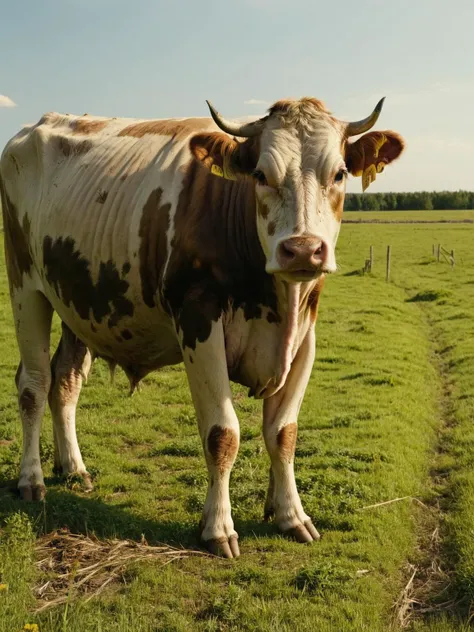 ais-abandz cow standing in a field <lora:Abandoned_SDXL:1>,4k, uhd,masterpiece