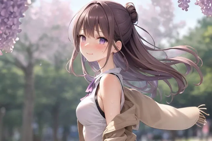 (masterpiece), 4K8K, anime style,
(illustrations), (high shutterspeed:1.1), (sharp edges),
<lyco:pov_arm_hug-08:0.7>
pov, pov_arm_hug, walk with arms linked, walk, arm-in-arm,
Girl and boy walk arm-in-arm and looking up, (side by side), (arms linked, arm-in-arm:1.4) (solo focus), (looking up),
(small stature:1.2), (large breasts:1.2),
(in the park:1.2), (face focus:1.4), (face focus from side:1.4),
BREAK
(wearing Beige coat with front closure.:1.3),
(Detailed (lilac and deep brown hair:1.4), baob cut, half updo),
(slut smile, blush), (wet), (any on sweat:1.3),
(face focus from side:1.4),