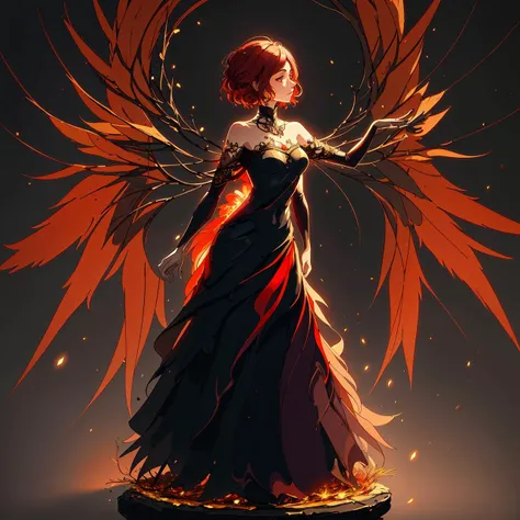 An ethereal figure stands amidst a backdrop of fiery reds and deep purples, with a single tree standing tall in the center of the painting. The figure appears to be made of light, with delicate wings spread wide and a gentle gaze fixed on the tree. The leaves of the tree glow with a soft inner light, casting a warm glow across the entire scene. There is a sense of movement and change in the air, as if something momentous is about to occur. The colors and textures of the painting come together to create a dreamlike atmosphere, full of mystery and wonder. BREAK lineart <lora:add_detail:-0.5>