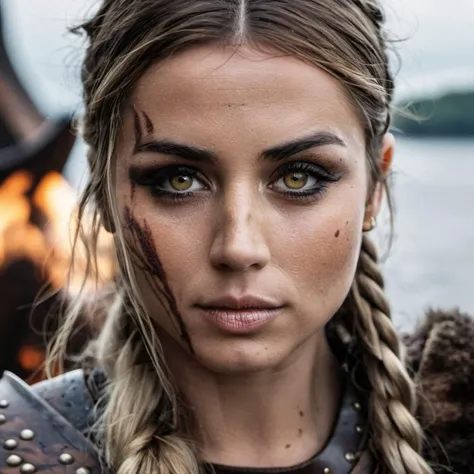 ((Skin texture)) high res portrait photo of a viking warrior princess,f /2.8, Canon, 85mm,cinematic, high quality, skin texture, looking at the camera,   <lora:anarmas2_xl4_standard-merger_36_55_70_92_025_025_025_025:1>