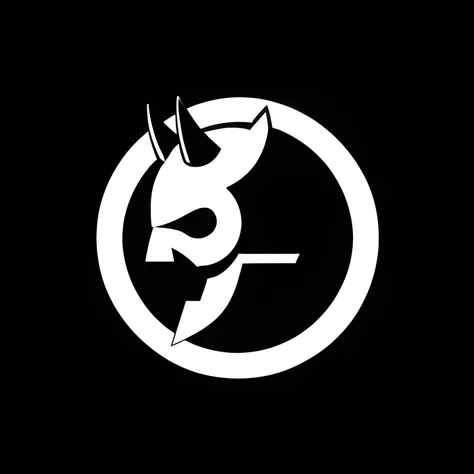 <lora:logoarchive:1>, logoarchive, black and white logo, samurai helmet, horns