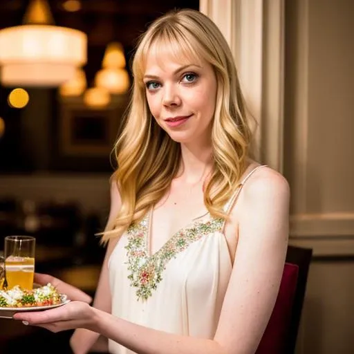 RAW photo, riki lindhome wearing an evening dress in a restaurant , (high detailed skin:1.2), 8k uhd, dslr, soft lighting, high quality, film grain, Fujifilm XT3
<lora:riki lindhome v1.0:0.6>