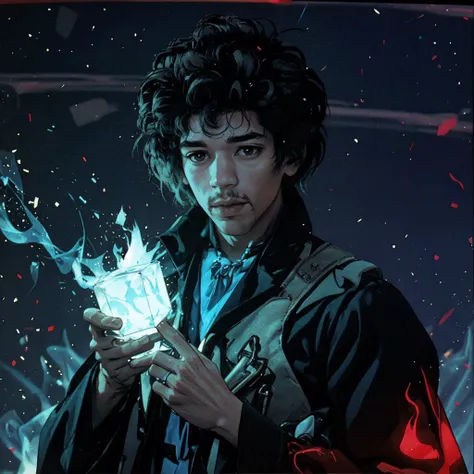 <lora:Jimi:1> yjimi, holding a cube of glowing blue plasma, 35mm photograph, film, bokeh, professional, 4k, highly detailed
