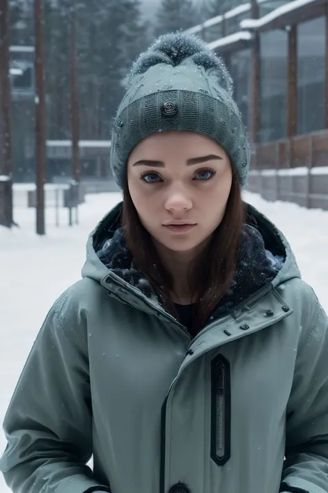 headshot of S099_Karina, an attractive woman, in a (piste), wearing a (parka-coat), (snowy-weather:1.1), (8k, RAW photo, best quality, depth of field, ultra high res:1.2), (absurdres, intricate, photorealistic, masterpiece, ultra-detailed, Unreal Engine:1.3)