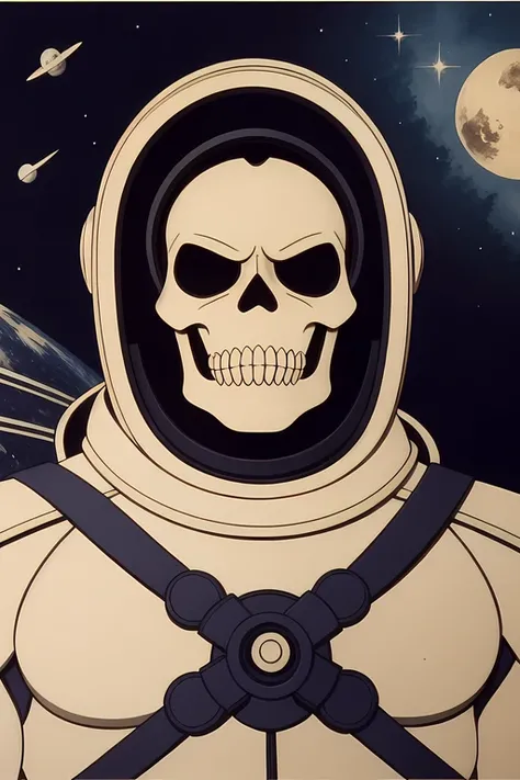 (highly detailed:1.2),(best quality:1.2),8k,sharp focus,(subsurface scattering:1.1), (award winning photograph:1.2),skeletor in spacesuit with deep space helmet, (floating in space detailed exterior of spaceship:1.3), neon glow (very detailed clothes:1.2), (highly detailed background:1.3), RPG, Elden Ring, (scifi:1.2), (hyperrealistic:1.2), dramatic lighting,artstation, artgerm, greg rutkowski, alphonse mucha, trending on artstation, trending on deviantart, wlop