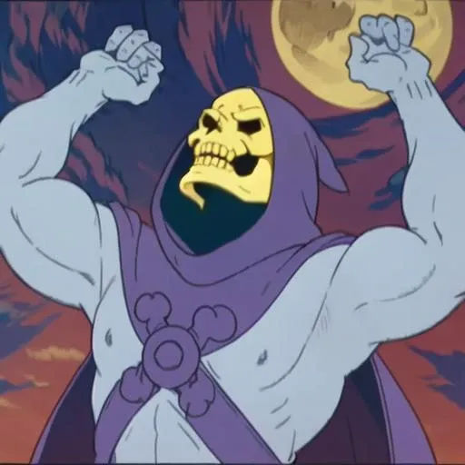 skeletor, outstretched_arms, laughing, solo, red_sky, <lora:epiNoiseoffset_v2:2.7>