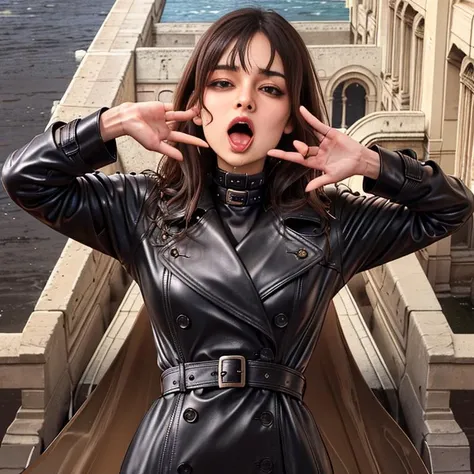 fellatio_gesture:1.5),(fellatio_simulation:1.5),hand-tube,(open_mouth:1.3),ahegao,rolling_eyes,tongue,(drip_drool:1.6),hoop_earrings,1woman,(brown_eyes),(wavy-medium-hair:1.4),gigantic_ breasts,( street:1.6),(black_thighhighs:1),(very_light_brown_hair:1.4), red_rip  <lora:fellatio_invitation_e11:0.7> ,fellatio_invitation  ,oral_invitation , <lora:coat-000006:0.7> (black_coat:1.4),.leather_coat,