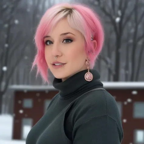 Proxy1024 , a woman, +++((full body)),pink hair, full body, piercings, (bottom lip piercing), nose ring, turtleneck, jeans, boots, snow , detailed eyes, photography, highly detailed, sharp focus, trending on artstation, studio photo, intricate details, highly detailed, by greg rutkowski <lora:Proxy1024-000240:0.8>