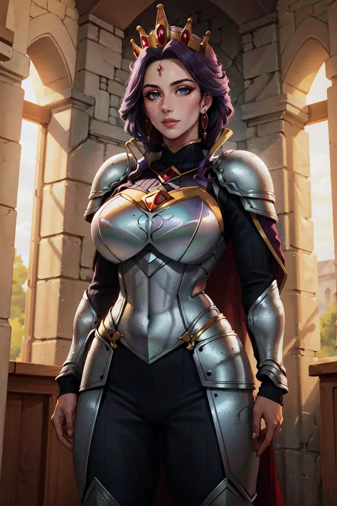 (((Massive, beautiful, pale white skinned, buff, muscular woman with royal blue hair, black lipstick, ginormous bulky muscles and wearing a mechanized red riding hood cosplay with a beautiful long skirt))), {close view}, massive muscles, massive biceps, hyper muscle shoulders, vascular shoulders, hyper muscle triceps, (long wavy curly hair), white eyes, red hood cosplay, corset, long beautiful skirt, chain belt, choker, thigh high heels, (in a forest), fingerless gloves, closed smile, night, hyper vascular arm, hyper muscles arms, hyper muscle legs, massive arms.