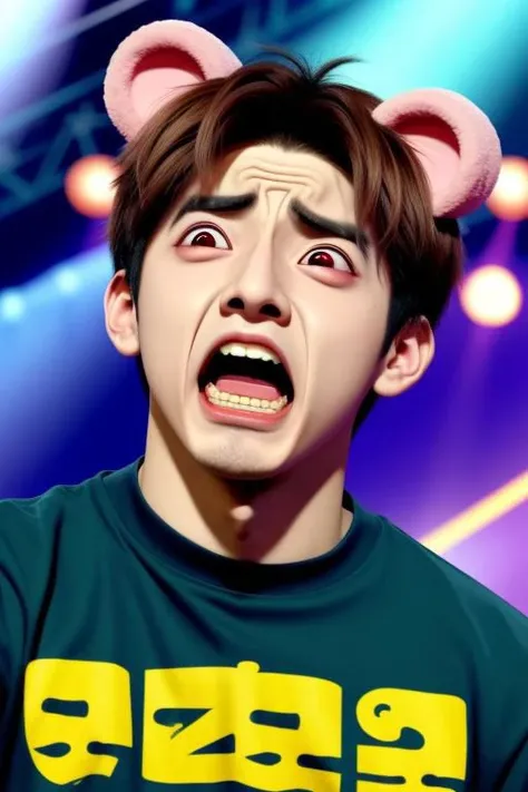 scared expression, fear, kpop boy, hot boy, kpop dance, hamster ears, circus