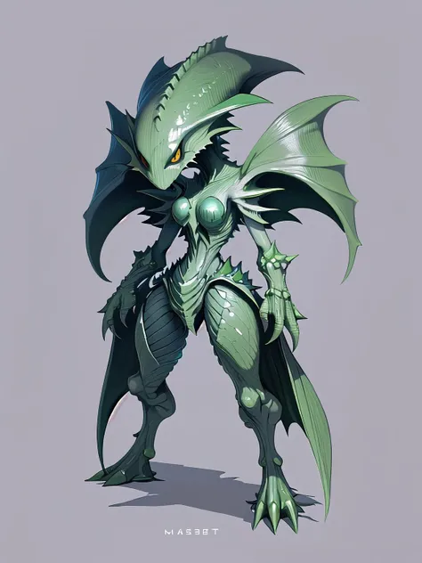 (masterpiece, best_quality, ultra-detailed, immaculate:1.3), concept art,matte sea green (full body:1.1) fantasy monster, Ether,Punk,Valyrian Steel Alien, grey background, plain background<lyco:EnvyMonster01:1><lora:EnvyCuteMix10:0.75><lora:EnvyCuteMix11:0.75><lyco:EnvyGoth01:1>