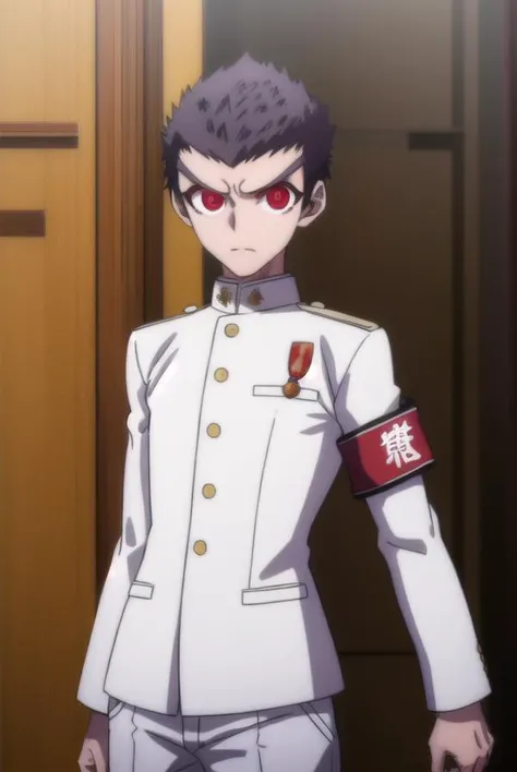 kiyotakaishimaru, <lora:kiyotaka ishimaru s1-lora-nochekaiser:1>,
kiyotaka ishimaru, short hair, bangs, black hair, (red eyes:1.3), male focus, very short hair,
BREAK long sleeves, jacket, pants, uniform, white jacket, armband, pocket, medal,
BREAK outdoors, classroom,
BREAK looking at viewer, (cowboy shot:1.5),
BREAK <lyco:GoodHands-beta2:1>, (masterpiece:1.2), best quality, high resolution, unity 8k wallpaper, (illustration:0.8), (beautiful detailed eyes:1.6), extremely detailed face, perfect lighting, extremely detailed CG, (perfect hands, perfect anatomy),