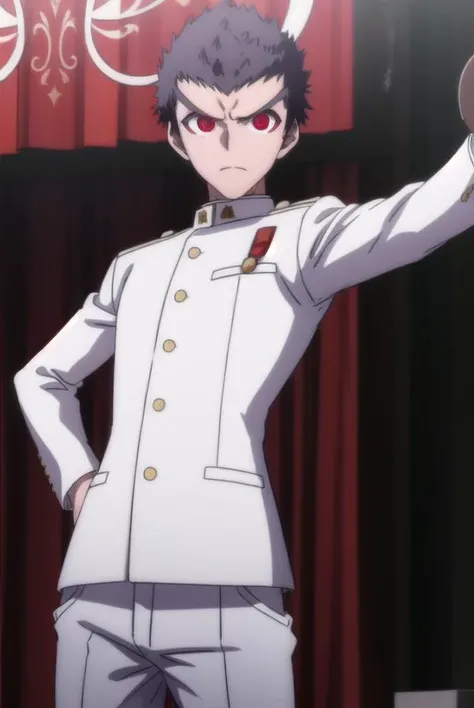 kiyotakaishimaru, <lora:kiyotaka ishimaru s1-lora-nochekaiser:1>,
kiyotaka ishimaru, short hair, bangs, black hair, (red eyes:1.3), male focus, very short hair,
BREAK long sleeves, jacket, pants, uniform, white jacket, armband, pocket, medal,
BREAK outdoors, classroom,
BREAK looking at viewer, (cowboy shot:1.5),
BREAK <lyco:GoodHands-beta2:1>, (masterpiece:1.2), best quality, high resolution, unity 8k wallpaper, (illustration:0.8), (beautiful detailed eyes:1.6), extremely detailed face, perfect lighting, extremely detailed CG, (perfect hands, perfect anatomy),