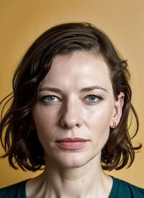 close up portrait of sks woman , by Flora Borsi, style by Flora Borsi, bold, bright colours, ((Flora Borsi)), by William Eggleston, <lora:lora-small-cate-blanchett-v1:1>