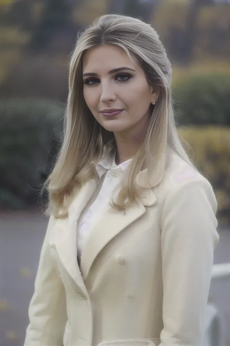 <lora:ivankaTrump_v11:1> medium shot color portrait of a woman wearing a (white jacket), autumn, standing, large breasts, hyper realistic photograph, film grain, Eye contact, Kodak portra 800, f1.8, --ar 2:3 --beta --upbeta,