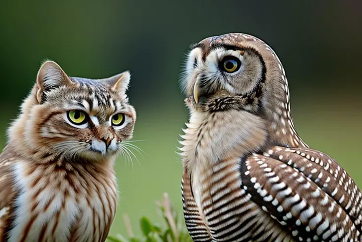 masterpiece, best quality,highres, two different animal, ADDCOMM
looking at viewer <lora:llfAthene noctua:1>ADDCOL
a woodpecker looking at the owl