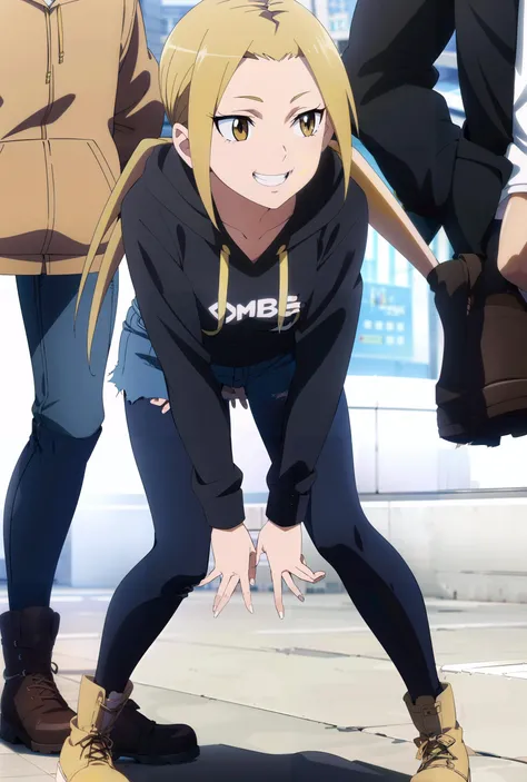 masterpiece, best quality, 1girl, chibi, climbing wall, blonde, blue eyes, (printed panties), crying, surprised, torn shorts, nude ass, (ass chewed by grey wolf)