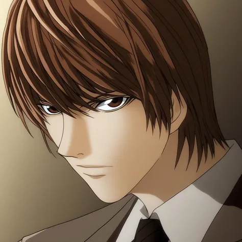 Light Yagami, brown hair, brown eyes, necktie, looking at viewer, portrait