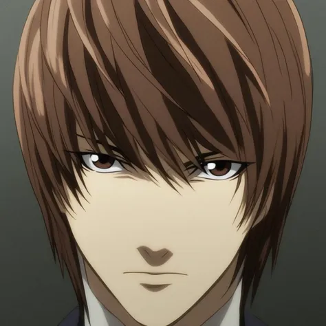 Light Yagami, brown hair, brown eyes, necktie, looking at viewer, portrait