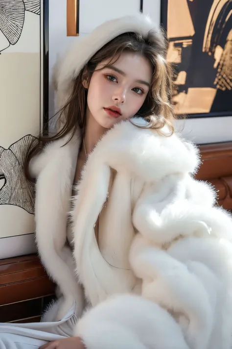 (masterpiece, top quality, best quality, official art, beautiful and aesthetic:1.2),cover art,illustration minimalism,zentangle Alluring (Ginkgo:1.1),sleek,covered in Posters,intricate,abstract,monochrome,patterns,meditative,highly detailed,
xuer white fur coat,<lora:~Q?-vIfQW:fo xuer white fur coat:0.8>,