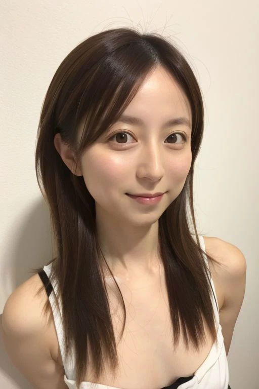 Nsfw, A small breasts light brown hair asian Woman, bestquality, photo realistic portrait , fair skin, small breastspoint of view