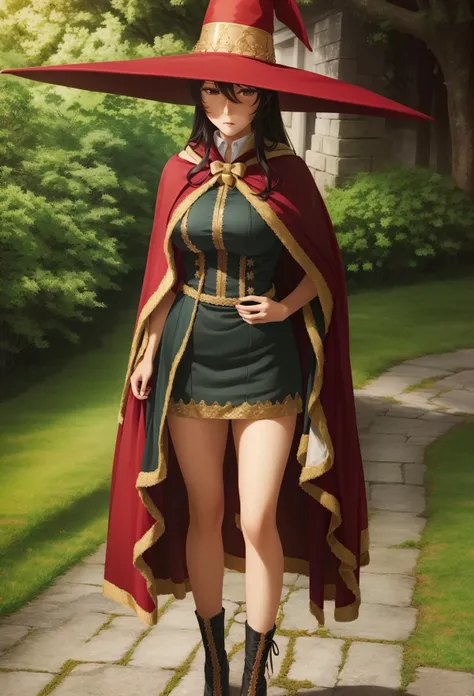 AK, (big breasts),(long hair, ahoge ((wearing witch outfit, cloak, hat)), <lora:ÐÑка ÐагаÑи Witch Craft Works(AK, (big breasts),(long hair, ahoge ((wearing witch outfit, cloak, hat))ÐÐÐ school uniform, bowtie):0.8>, (((masterpiece))), (((best quality))), (((illustration))), (((finely detail))), ((extremely detailed cg unity 8k wallpaper, highres)), (beautiful detailed face and eyes and hair:1.1), (an extremely delicate and beautiful girl:1.2), ultra-detailed, ultra high res, high quality, 4K, extreamly delicate and beautiful, full_body, standing, in full growth, hourglass waist