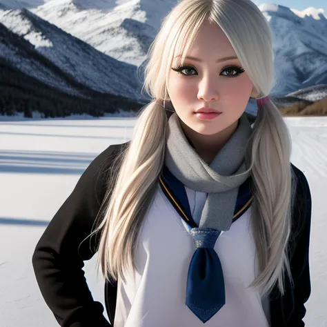 (1girl), a photo of a (em1ly-browning-t2) standing on a mountain, looking at camera, blonde d0ll hair, ((blue schoolgirl uniform top)), (grey scarf), ((blue schoolgirl uniform skirt)), ((knee high black socks)), katana, natural skin texture, 24mm, 4k textures, soft cinematic light, adobe lightroom, photolab, hdr, intricate, elegant, highly detailed, sharp focus, ((((cinematic look)))), soothing tones, insane details, intricate details, hyperdetailed, low contrast, soft cinematic light, dim colors, exposure blend, hdr, faded,