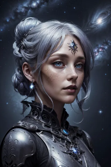 (masterpiece:1.1), (highest quality:1.1), HDR, extreme quality, cg, (negative space), detailed face+eyes, (fractal art), (bright colors), complimentary colors, limited palette,
1 girl, adult (elven:0.7) woman, freckles, silver eyes, ginger updo hairstyle,
solo, (full body:0.6), looking away, detailed background, detailed face, (<lora:GothicHorrorAI:0.5>, gothichorrorai, gothic theme:1.1) (glowing eyes:1.05), dimensional weaver, star sign, calm composure, libra, geometric patterns, celestial energy, galaxies, bright rainbow lights, cosmic light, bloom, symmetry, cosmic space background, ethereal atmosphere,