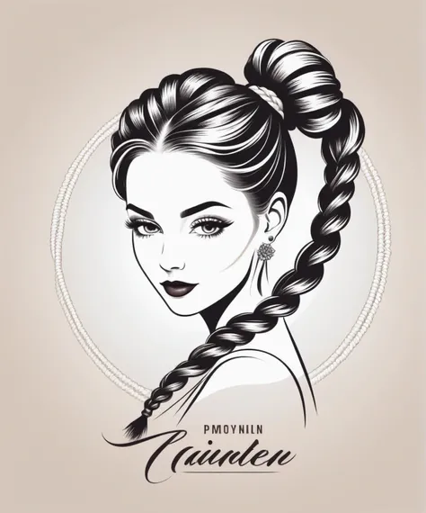 Logo Design , a gorgeous woman, braided pigtails , dynamic graphic art, vector art, minimalist, professional logo design