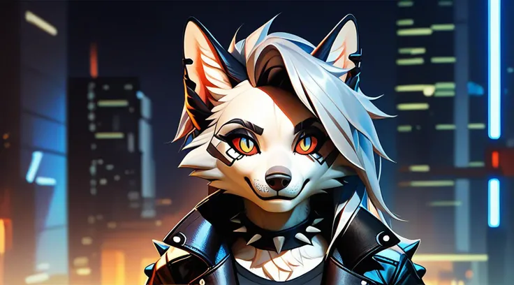 score_9, score_8_up, score_7_up,solo, furry, animal ears,detailed face,face focus, 1girl, belt, looking at viewer, spikes, furry female, white fur,cyberpunk jacket,bottomless,epic lights,detailed shadows,
<lora:Loona_Helluva_Boss_PonyXL:0.81>, <lora:add-detail-xl:0.8>