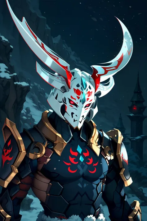 (masterpiece, best quality:1.2), intricate details, <lyco:GoodHands-beta2:1>,  <lyco:snowmoonkayn_lol-000020:1>,  snowmoonrhaast, monster, male focus, horns, armor, shoulder armor