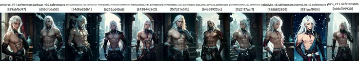 (masterpiece, best quality:1.2), intricate details, <lyco:GoodHands-beta2:1>, <lyco:snowmoonkayn_lol-000020:1.0>, snowmoonshadowassassin,1boy, male focus, white hair, topless male, long hair, gloves, blue eyes, jewelry