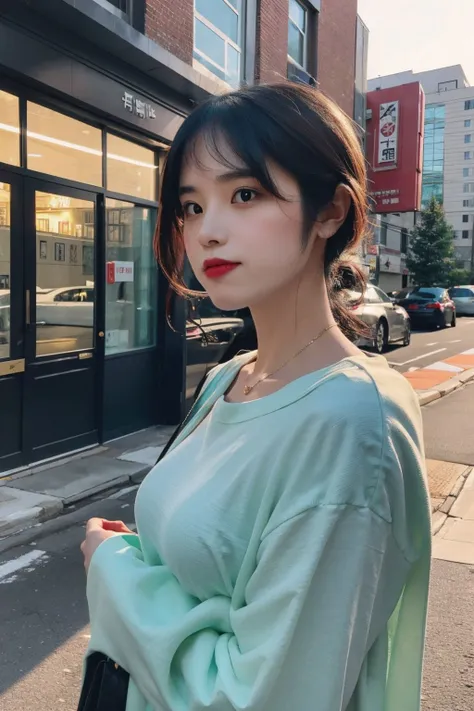 Random posture、mix4、(8K、Raw photography、beste-Qualit、masterpiece:1.2)、(realisitic、photorealisitc:1.37)、1 daughter、ren、Beautie、A MILF、Cityscape、Daytime、Professional lighting、Photon mapping、Radio City、Physically Based Rendering、、Gradient black hair、、short-cut、short curly hair、Kizi、Top Quality Images、hight resolution、1080p、(Crisp face)、(Detailed face description)、(Detailed hand description)、(masterpiece)、(Exquisite CG)、extreme light and shadows、Unkempt hair、Works of masters、abundant detail、(Fine facial features)、(Top Quality Images)、(masterpiece)、(Detailed eye)、Look ahead with your eyes、Fine clavicle、Light yellow lingerie、hugetits、Big breasts、fullllbody、Plump、
