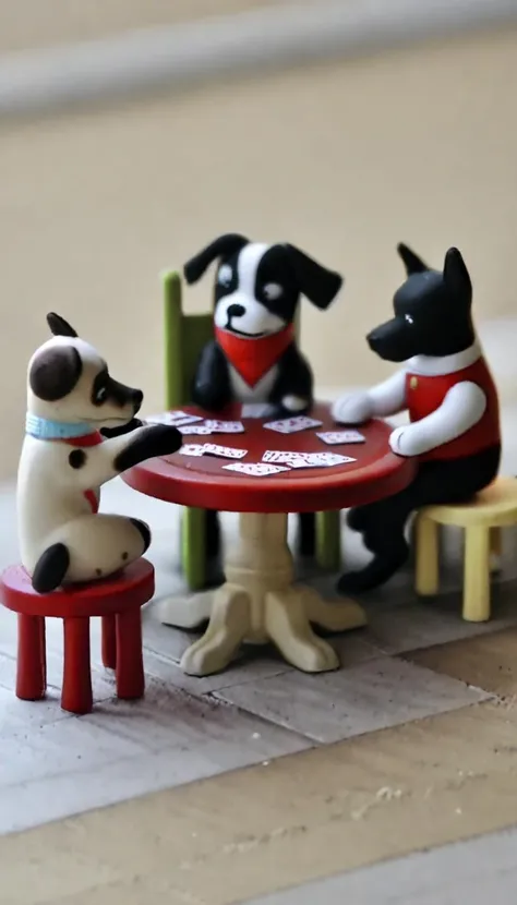 <lora:DD-toy-v2:1> toy dogs playing poker