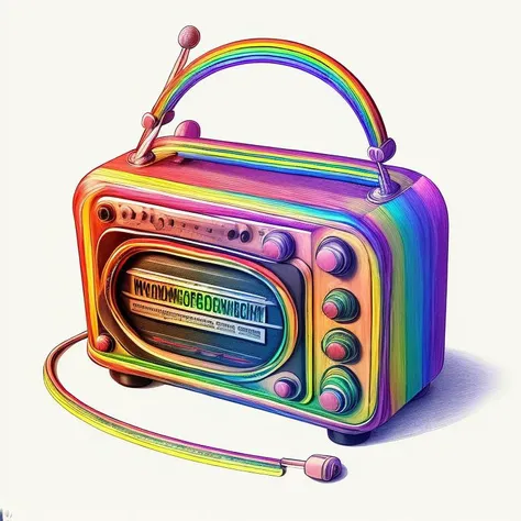 RainbowPencilRockAI radio<lora:RainbowPencilRockAI:.8>