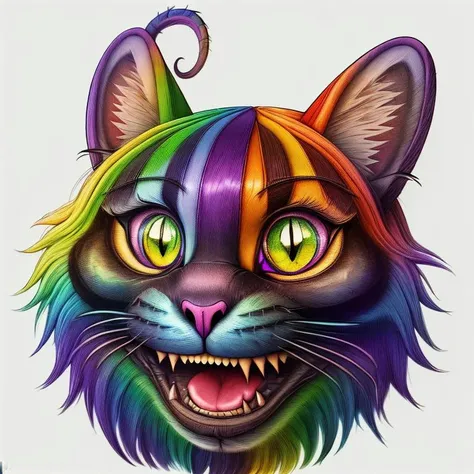 RainbowPencilRockAI cheshire cat <lora:RainbowPencilRockAI:1>