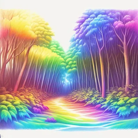 RainbowPencilRockAI forest <lora:RainbowPencilRockAI:1>